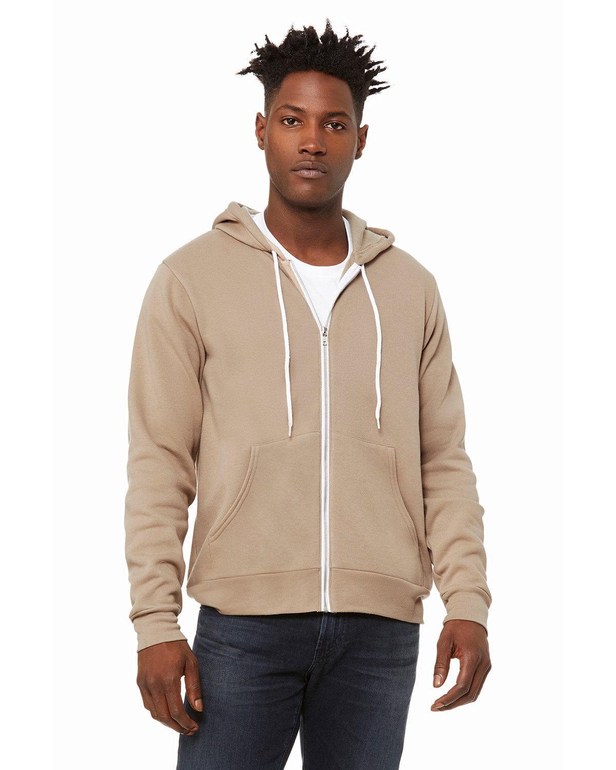 Bella Canvas Sweatshirts/Fleece S / Tan Bella+Canvas 3739: Unisex Poly-Cotton Fleece Full-Zip Hooded Sweatshirt