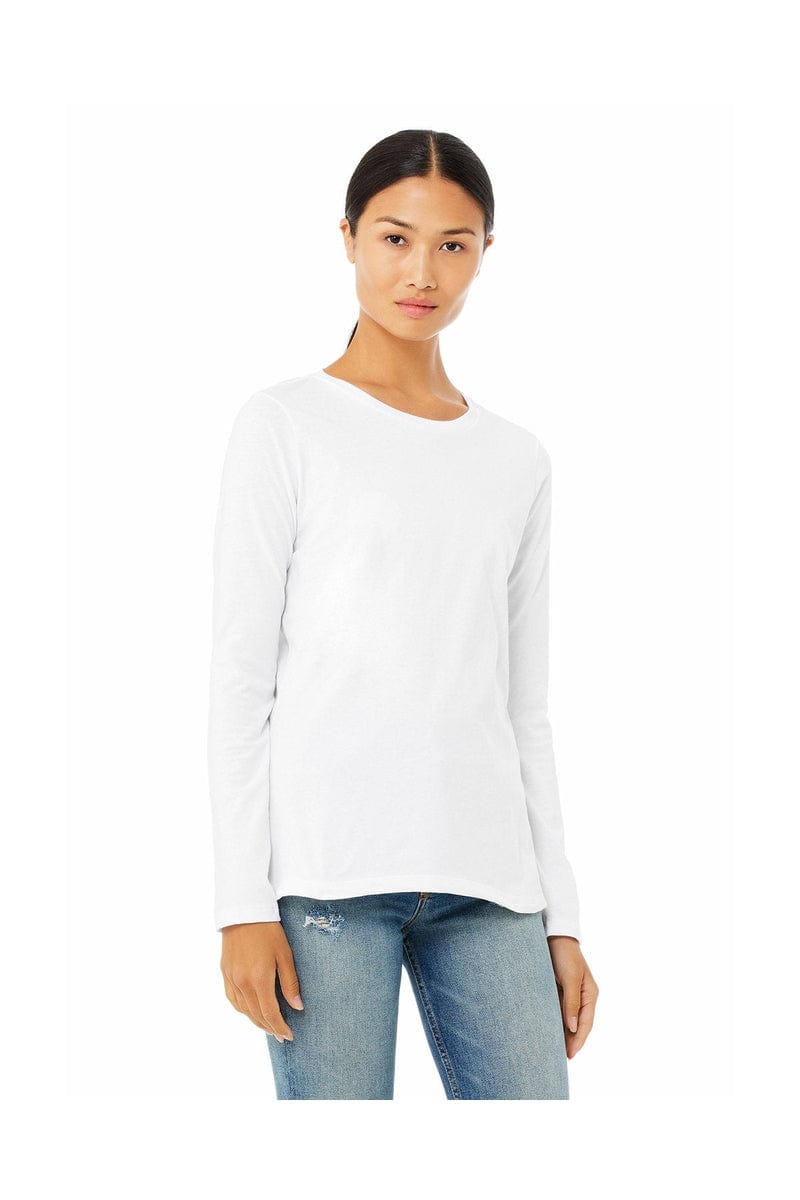 Bella Canvas Sweatshirts/Fleece S / White Bella + Canvas B6500: Ladies' Jersey Long Sleeve T-Shirt