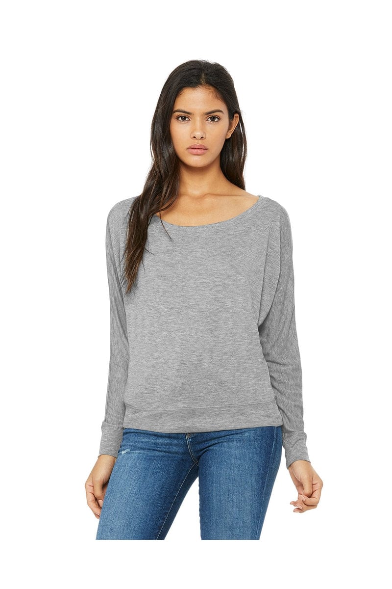 Bella Canvas Sweatshirts/Fleece XS / Athletic Heather Bella + Canvas 8850: Ladies Flowy Long Sleeve Off Shoulder T-Shirt