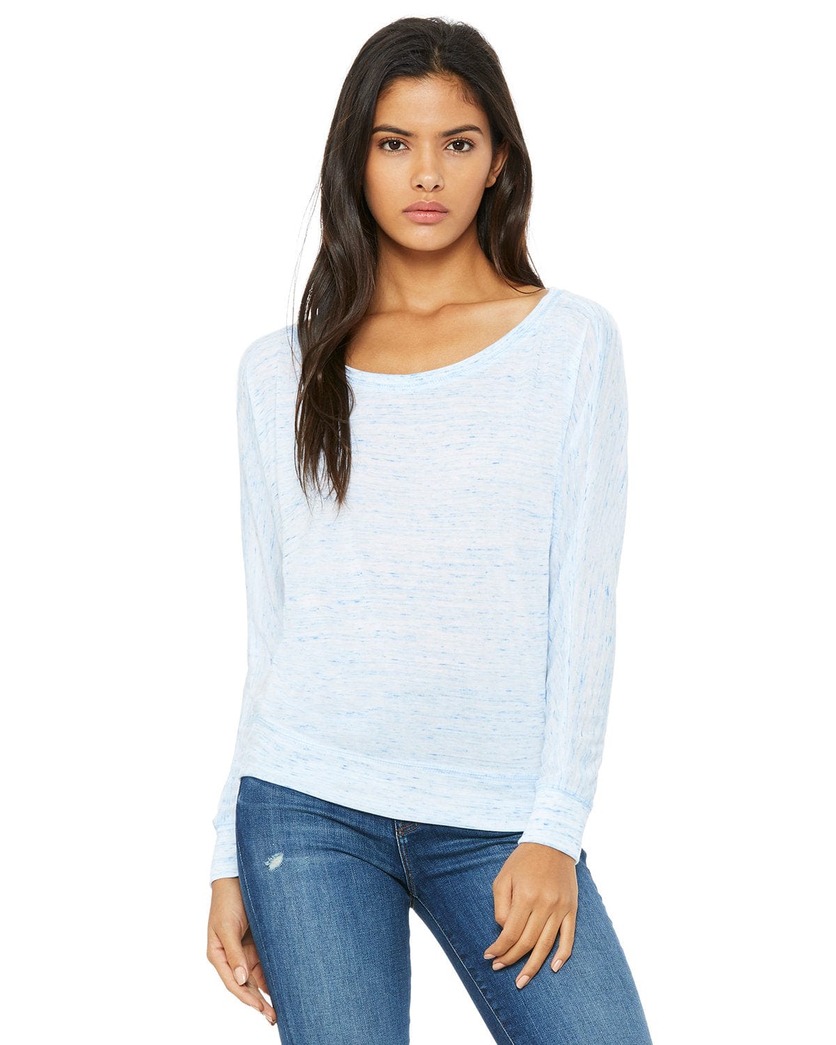 Bella Canvas Sweatshirts/Fleece XS / Blue Marble Bella + Canvas 8850: Ladies Flowy Long Sleeve Off Shoulder T-Shirt