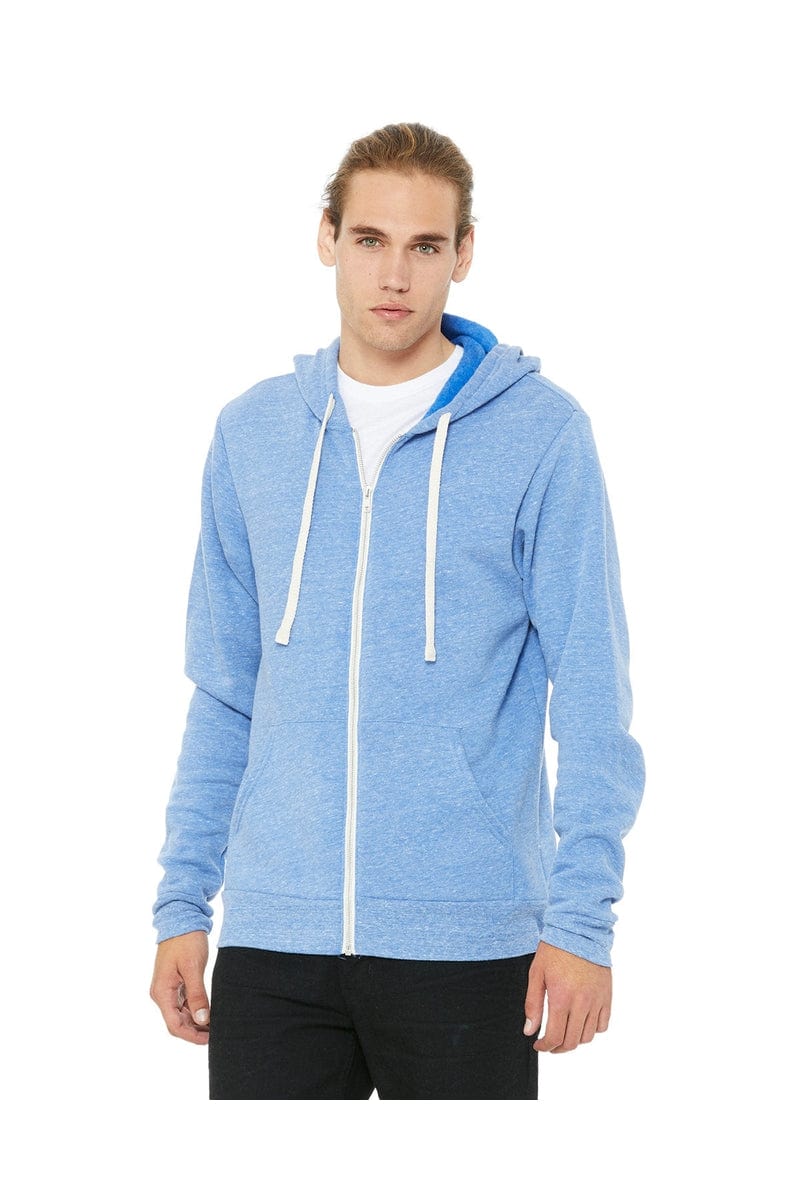 Bella Canvas Sweatshirts/Fleece XS / Blue Triblend Bella+Canvas 3909: Unisex Triblend Sponge Fleece Full-Zip Hoodie