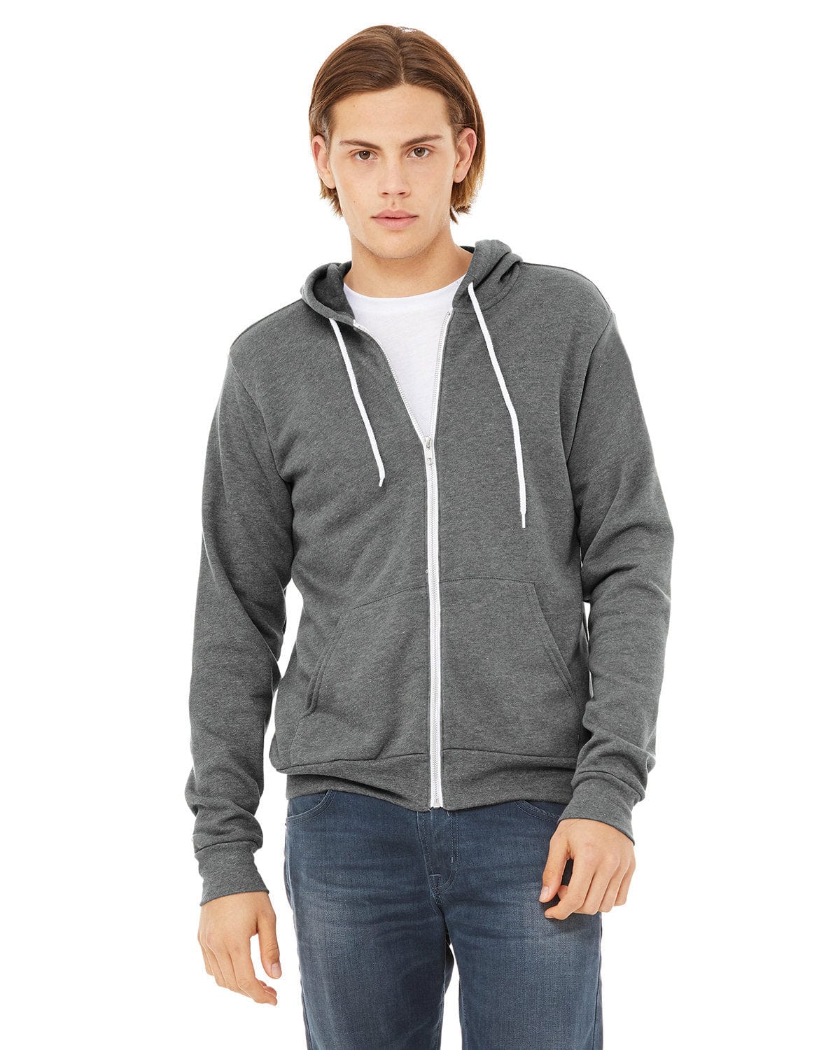 Bella Canvas Sweatshirts/Fleece XS / Deep Heather Bella+Canvas 3739: Unisex Sponge Fleece Full-Zip Hoodie