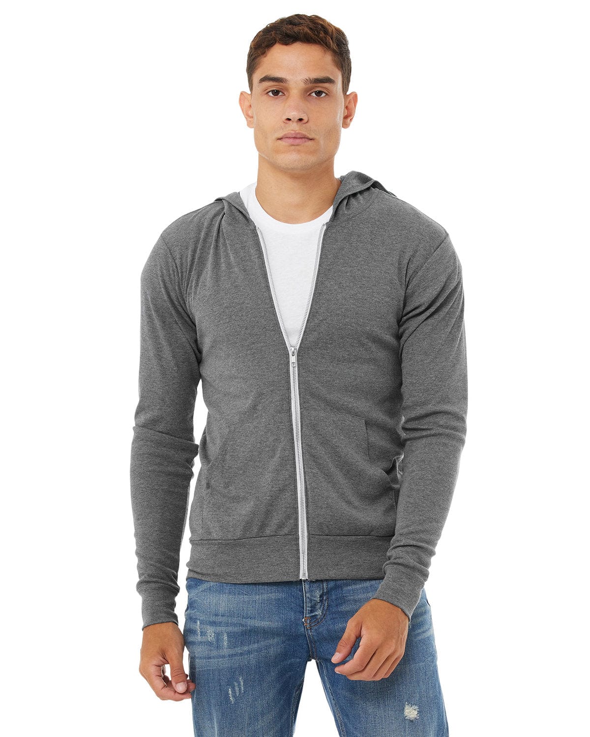 Bella Canvas Sweatshirts/Fleece XS / Grey Triblend Bella+Canvas 3939: Unisex Triblend Full-Zip Lightweight Hoodie