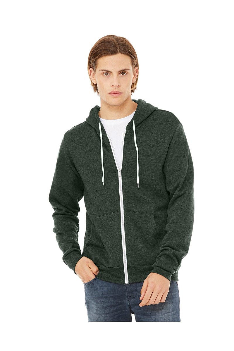 Bella Canvas Sweatshirts/Fleece XS / Heather Forest Bella+Canvas 3739: Unisex Sponge Fleece Full-Zip Hoodie