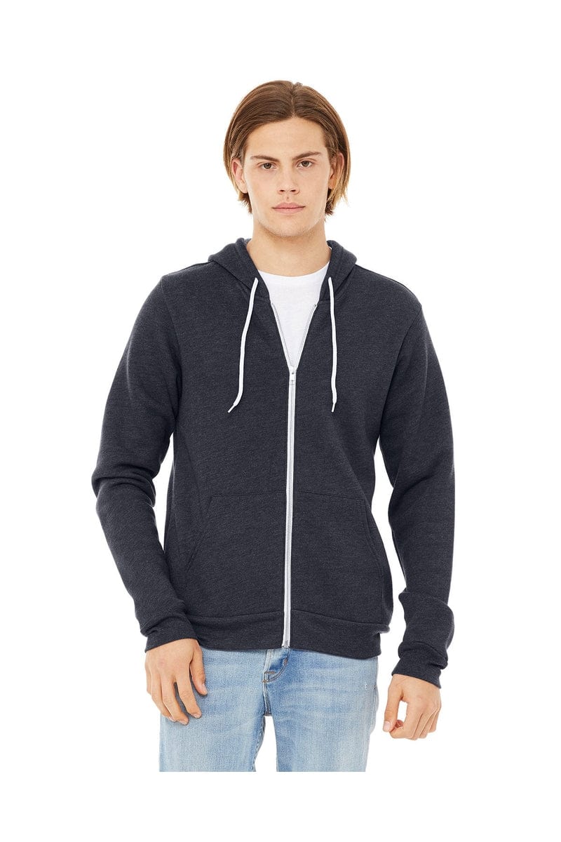 Bella Canvas Sweatshirts/Fleece XS / Heather Navy Bella+Canvas 3739: Unisex Sponge Fleece Full-Zip Hoodie