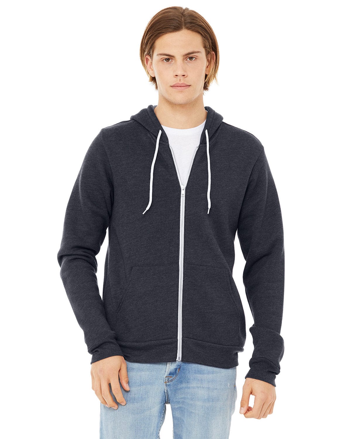 Bella Canvas Sweatshirts/Fleece XS / Heather Navy Bella+Canvas 3739: Unisex Sponge Fleece Full-Zip Hoodie