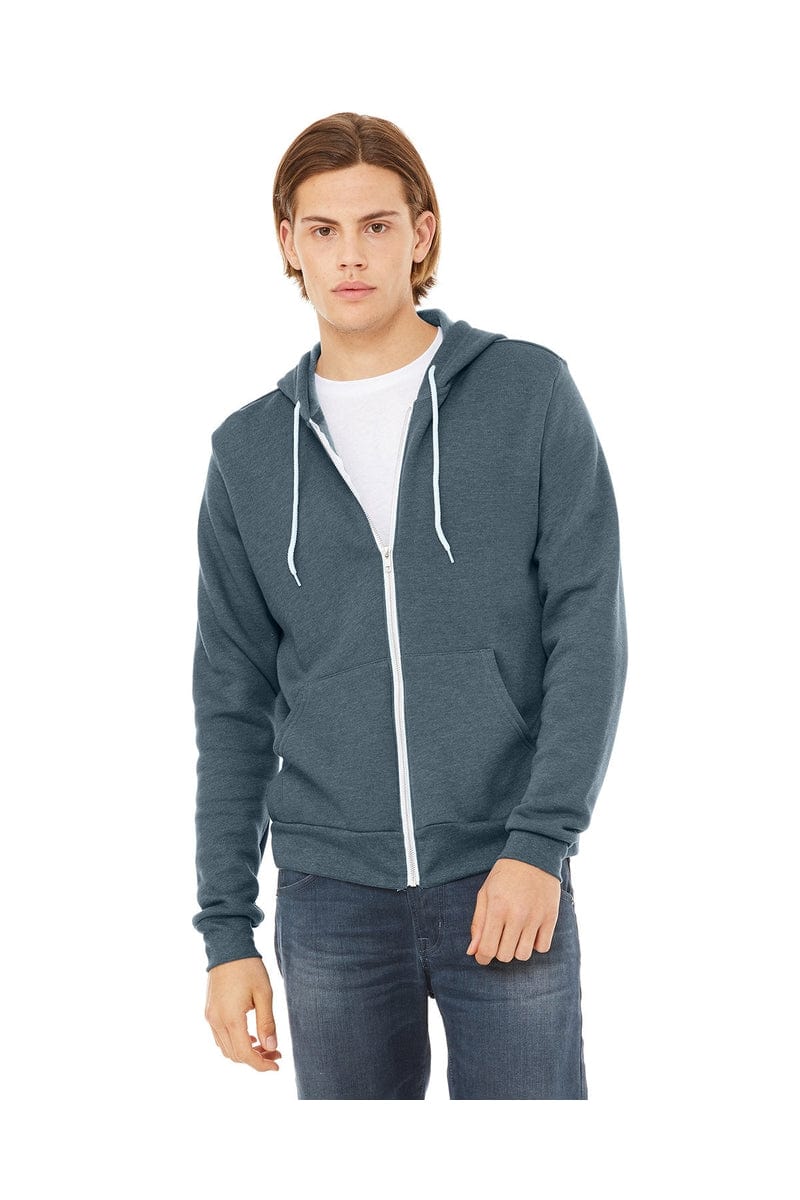 Bella Canvas Sweatshirts/Fleece XS / Heather Slate Bella+Canvas 3739: Unisex Poly-Cotton Fleece Full-Zip Hoodies