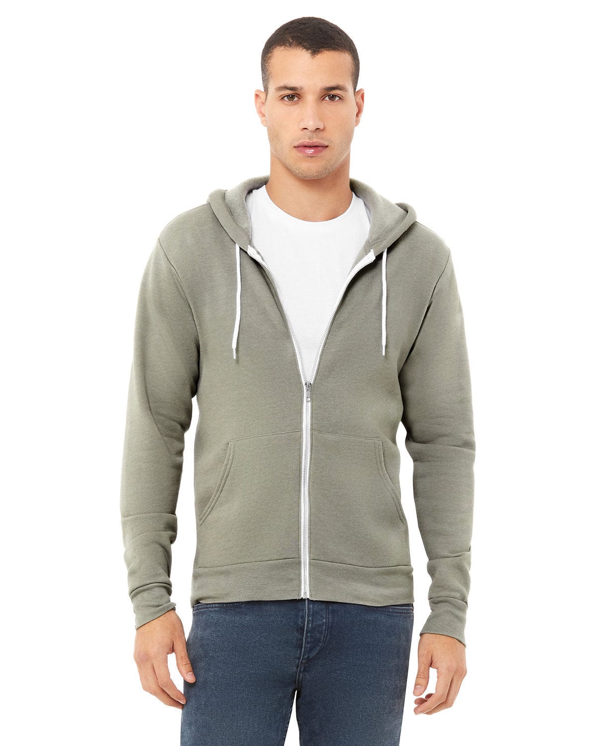 Bella Canvas Sweatshirts/Fleece XS / Heather Stone Bella+Canvas 3739: Unisex Poly-Cotton Fleece Full-Zip Hoodies