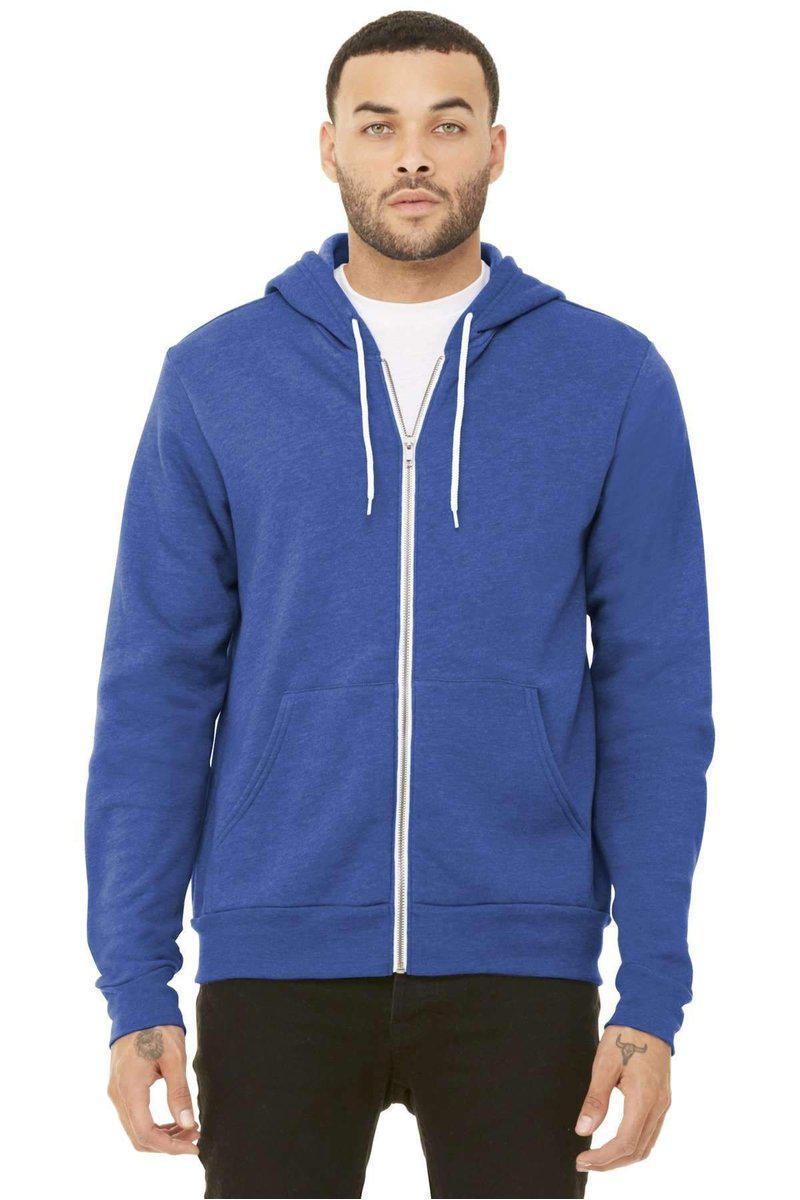 Bella Canvas Sweatshirts/Fleece XS / Heather True Royal Bella+Canvas 3739: Unisex Sponge Fleece Full-Zip Hoodie