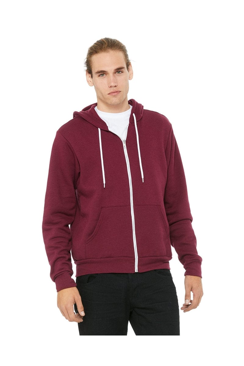 Bella Canvas Sweatshirts/Fleece XS / Maroon Bella+Canvas 3739: Unisex Poly-Cotton Fleece Full-Zip Hoodies