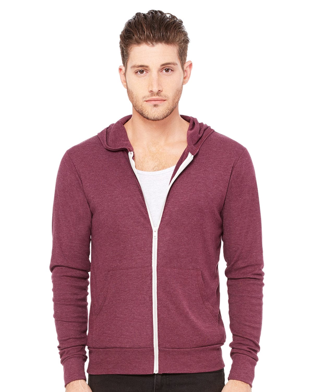 Bella Canvas Sweatshirts/Fleece XS / Maroon Triblend Bella+Canvas 3939: Unisex Triblend Full-Zip Lightweight Hoodie