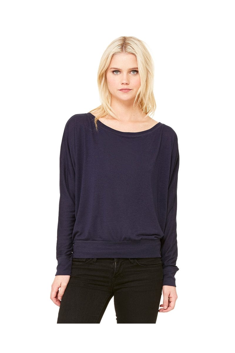 Bella Canvas Sweatshirts/Fleece XS / Midnight Bella + Canvas 8850: Ladies Flowy Long Sleeve Off Shoulder T-Shirt