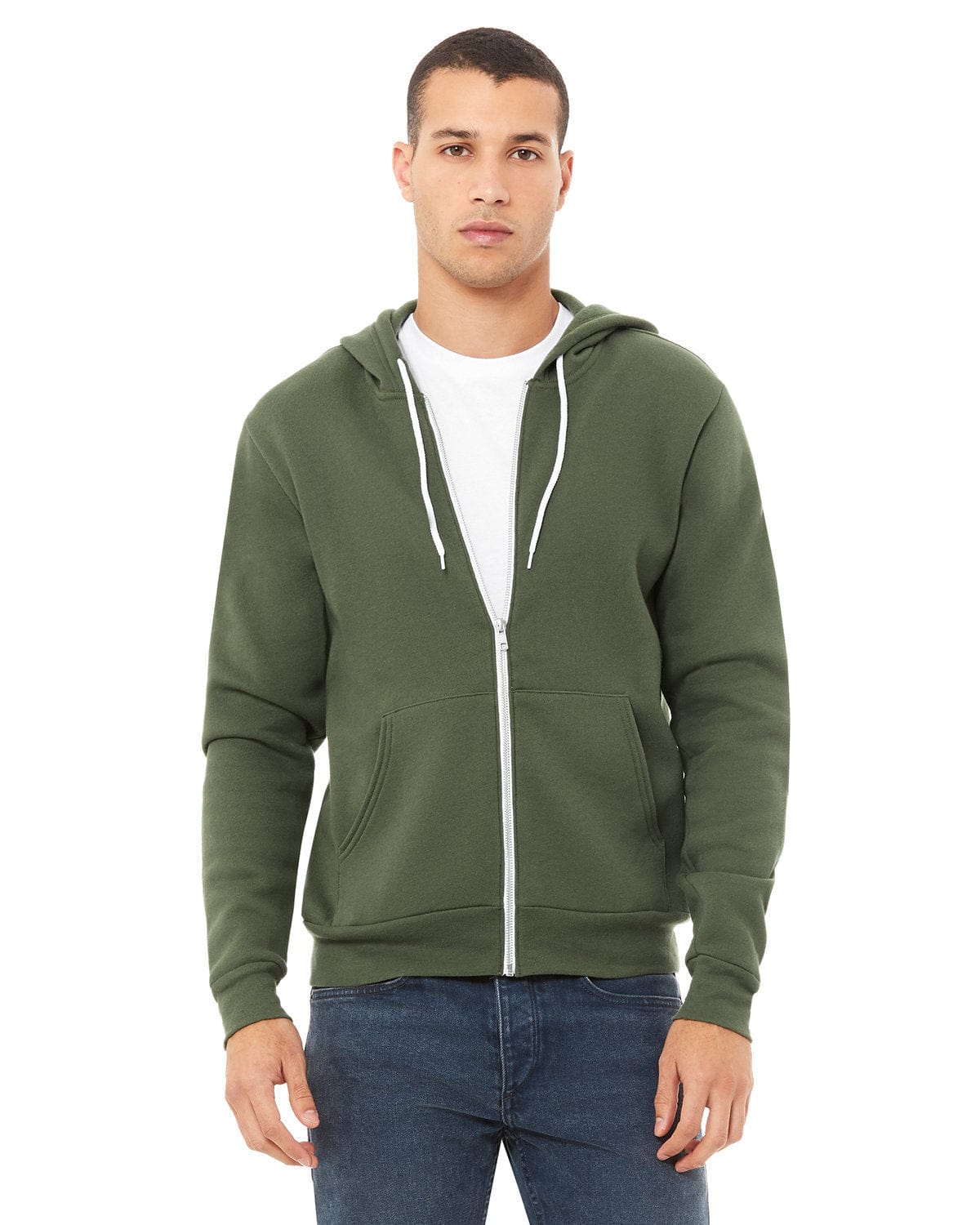 Bella Canvas Sweatshirts/Fleece XS / Military Green Bella+Canvas 3739: Unisex Sponge Fleece Full-Zip Hoodie