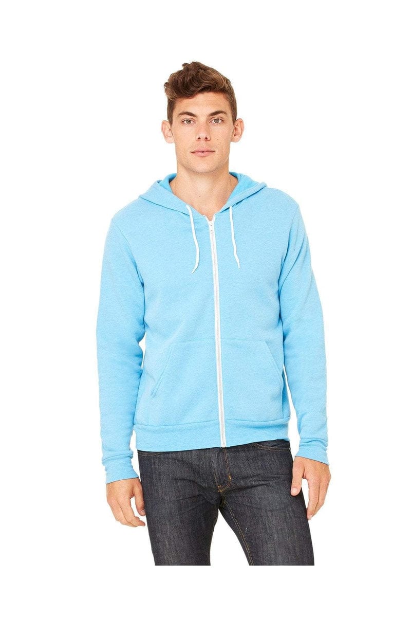 Bella Canvas Sweatshirts/Fleece XS / Neon Blue Bella+Canvas 3739: Unisex Poly-Cotton Fleece Full-Zip Hoodies