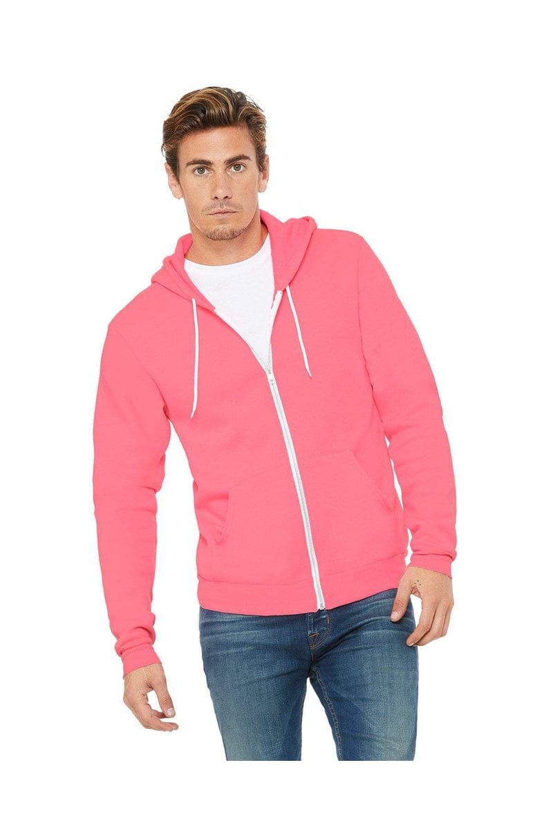 Bella Canvas Sweatshirts/Fleece XS / Neon Pink Bella+Canvas 3739: Unisex Poly-Cotton Fleece Full-Zip Hoodies