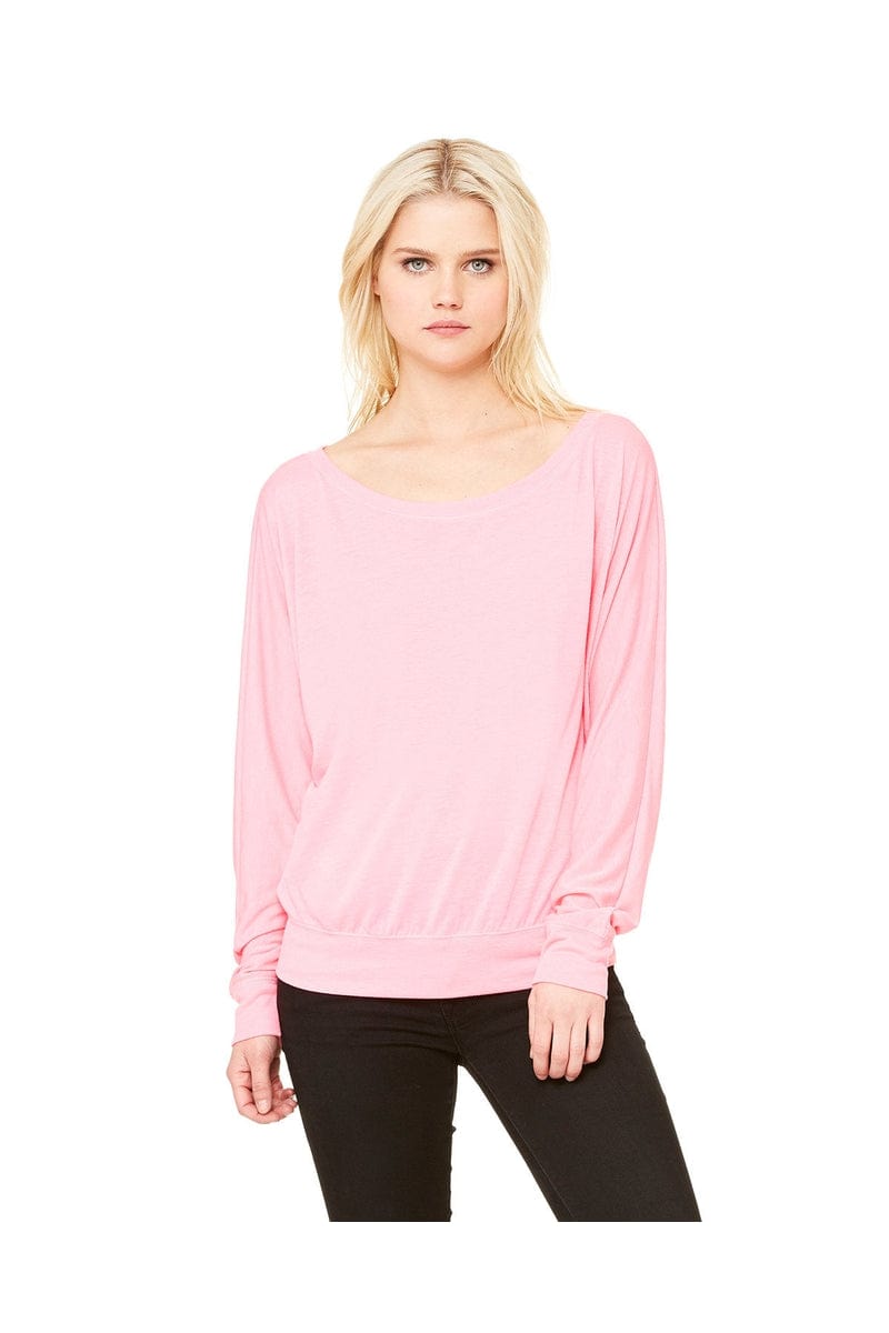 Bella Canvas Sweatshirts/Fleece XS / Neon Pink Bella + Canvas 8850: Ladies Flowy Long Sleeve Off Shoulder T-Shirt