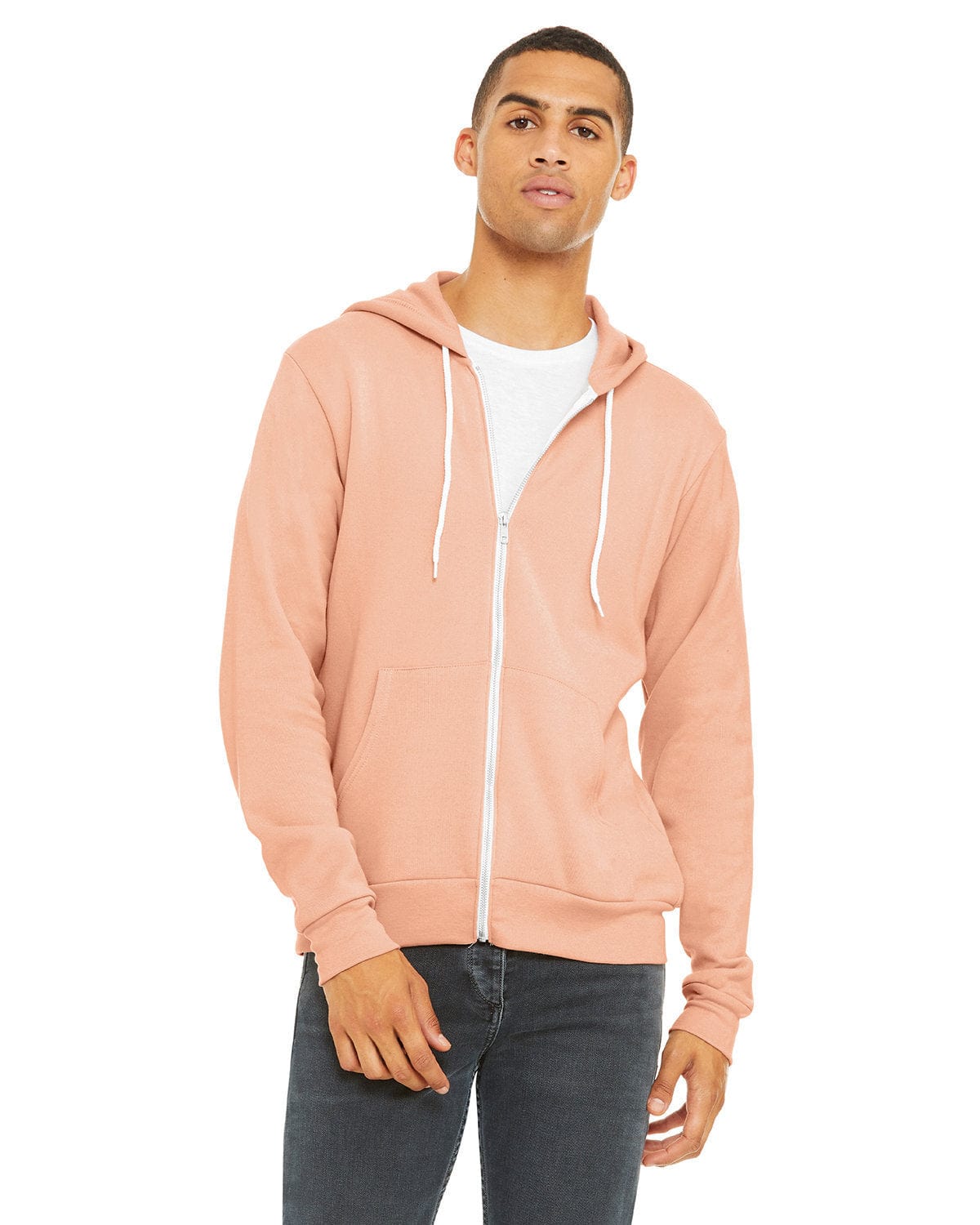 Bella Canvas Sweatshirts/Fleece XS / Peach Bella+Canvas 3739: Unisex Sponge Fleece Full-Zip Hoodie
