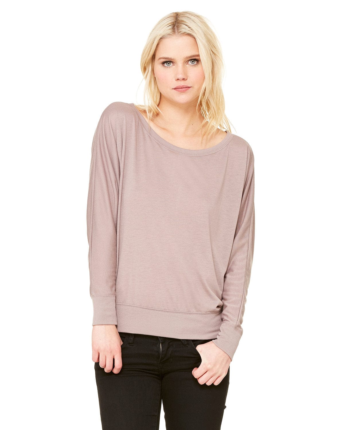 Bella Canvas Sweatshirts/Fleece XS / Pebble Bella + Canvas 8850: Ladies Flowy Long Sleeve Off Shoulder T-Shirt