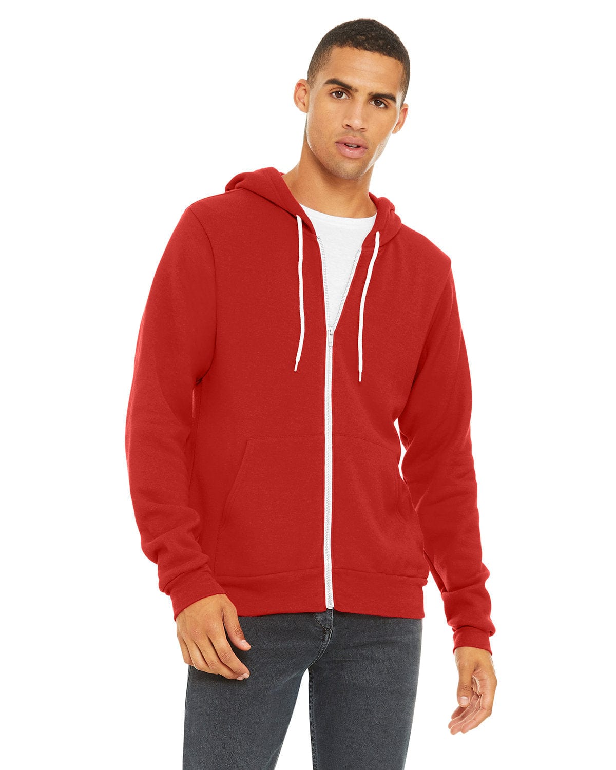 Bella Canvas Sweatshirts/Fleece XS / Red Bella+Canvas 3739: Unisex Poly-Cotton Fleece Full-Zip Hoodies