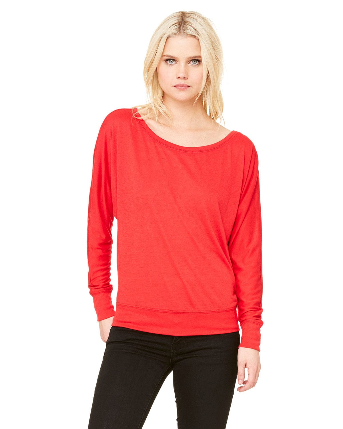 Bella Canvas Sweatshirts/Fleece XS / Red Bella + Canvas 8850: Ladies Flowy Long Sleeve Off Shoulder T-Shirt