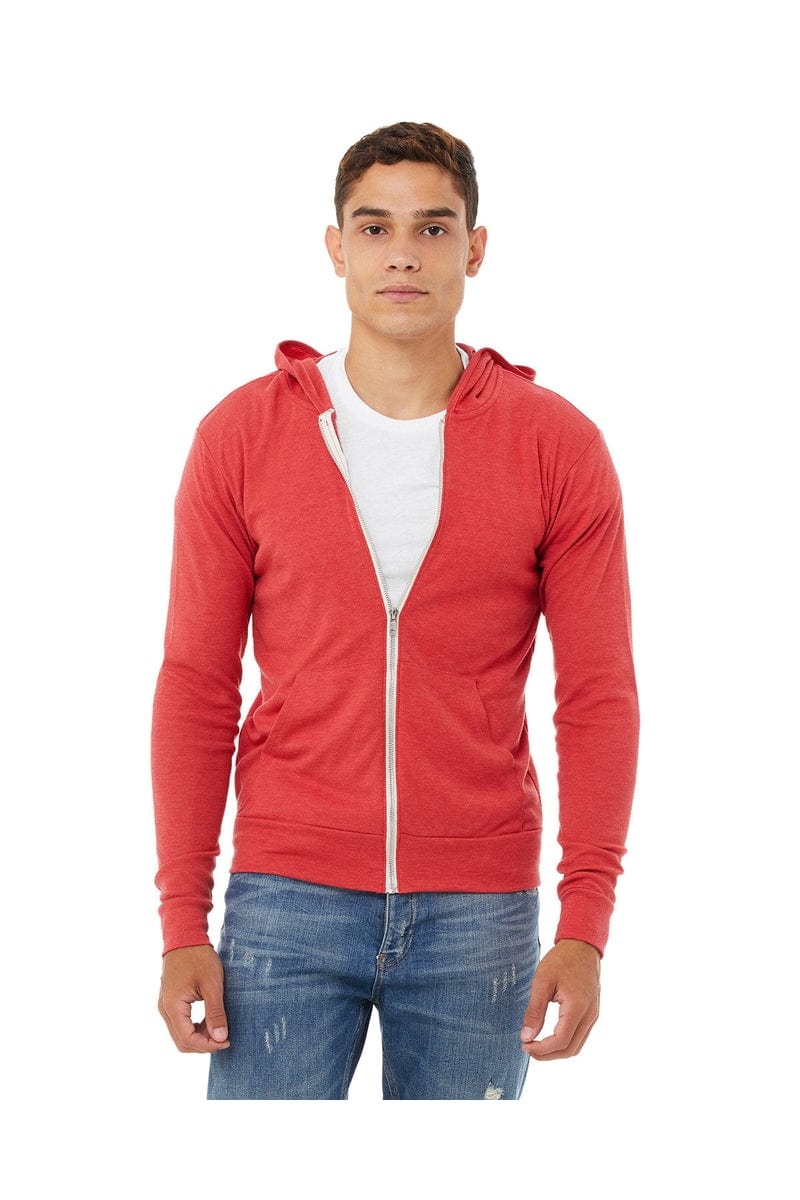 Bella Canvas Sweatshirts/Fleece XS / Red Triblend Bella+Canvas 3939: Unisex Triblend Full-Zip Lightweight Hoodie