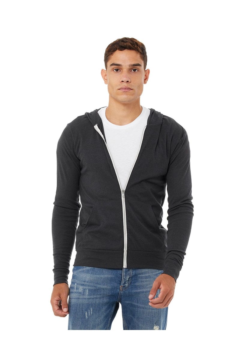 Bella Canvas Sweatshirts/Fleece XS / Sld Dk Gry Trbln Bella+Canvas 3939: Unisex Triblend Full-Zip Lightweight Hoodie