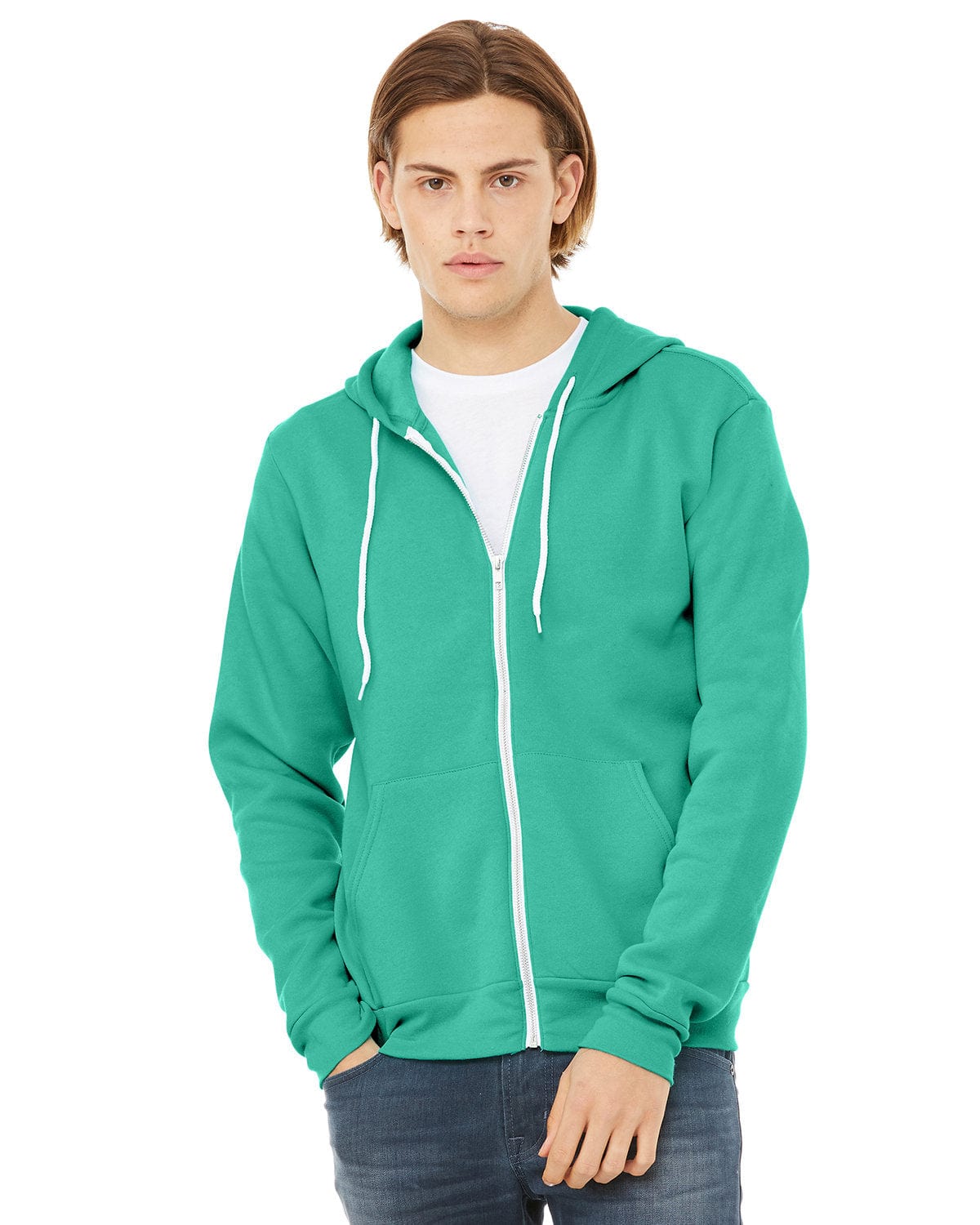 Bella Canvas Sweatshirts/Fleece XS / Teal Bella+Canvas 3739: Unisex Poly-Cotton Fleece Full-Zip Hoodies