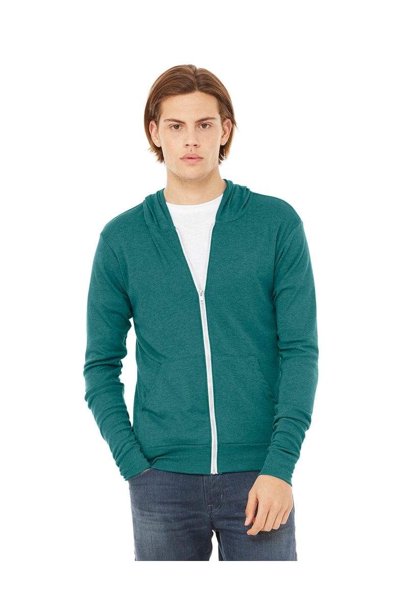 Bella Canvas Sweatshirts/Fleece XS / Teal Triblend Bella+Canvas 3939: Unisex Triblend Full-Zip Lightweight Hoodie
