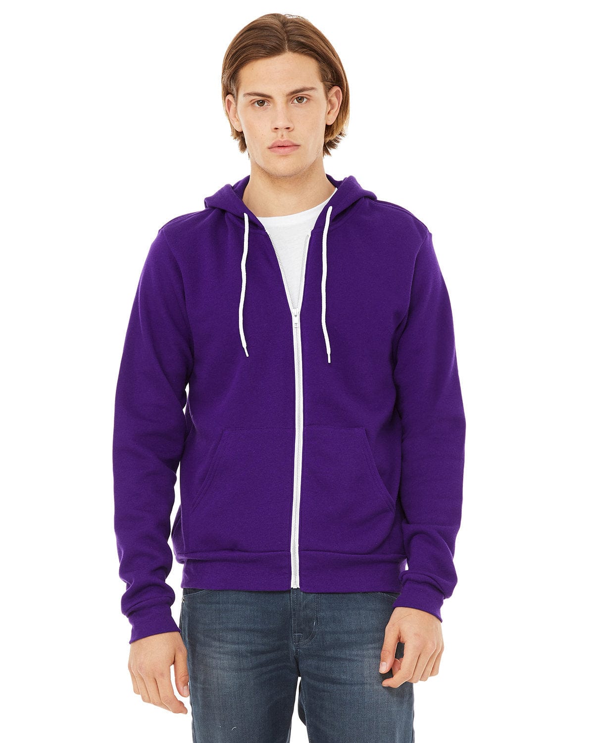 Bella Canvas Sweatshirts/Fleece XS / Team Purple Bella+Canvas 3739: Unisex Poly-Cotton Fleece Full-Zip Hoodies