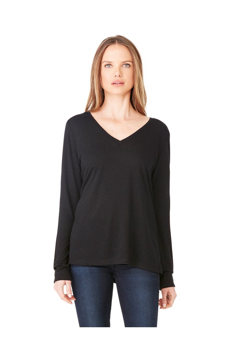 Bella Canvas T-Shirts Bella + Canvas 8855: Ladies' Flowy Long Sleeve V-Neck