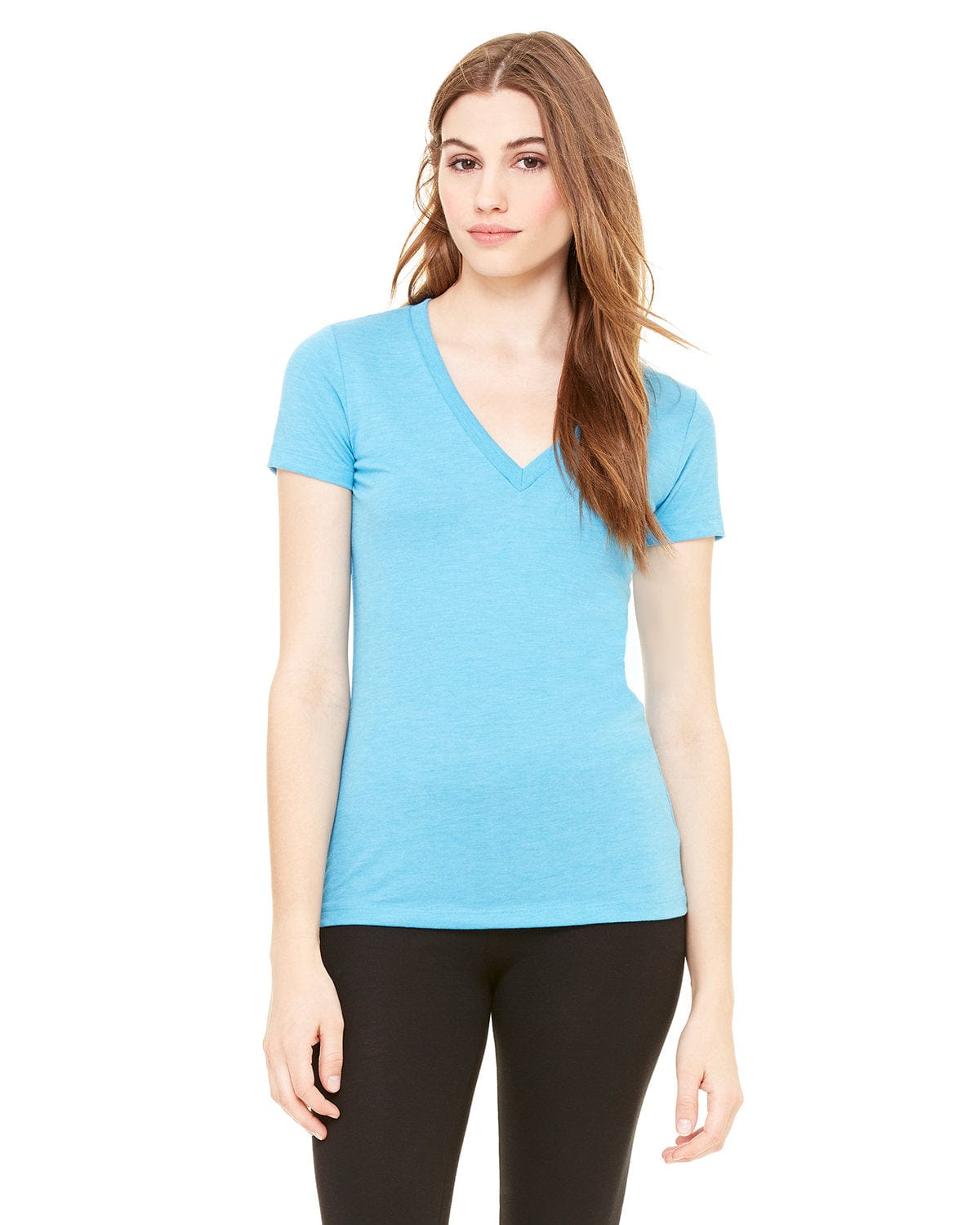 Bella Canvas T-Shirts S / Aqua Triblend Bella+Canvas 8435: Ladies' Triblend Short-Sleeve Deep V-Neck T-Shirt
