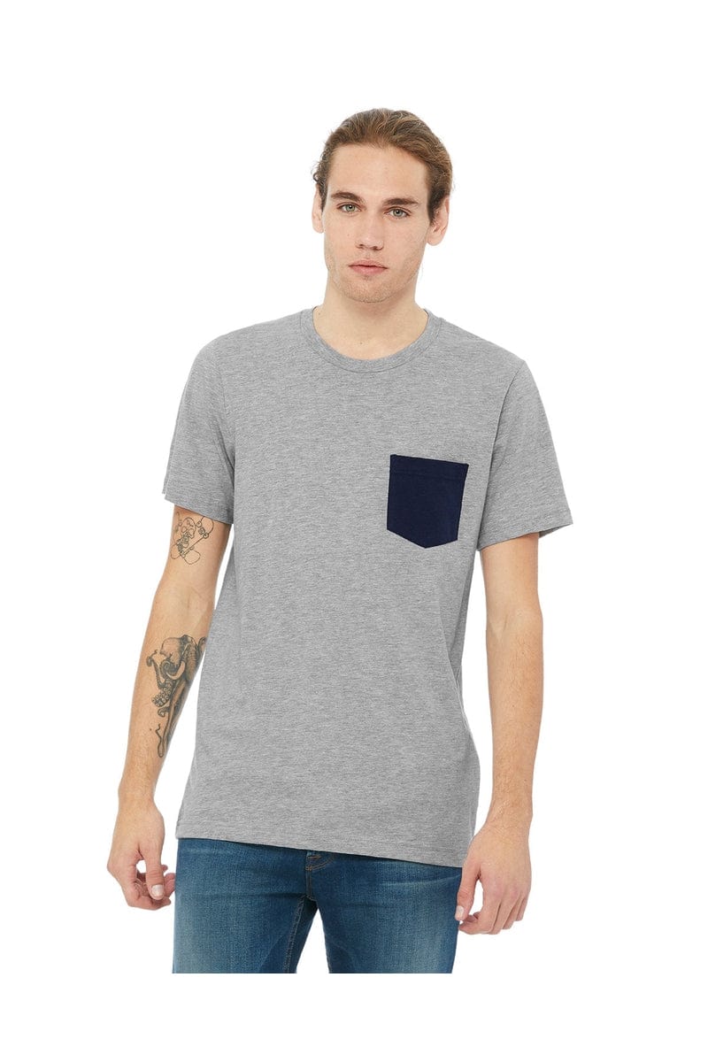 Bella Canvas T-Shirts S / Ath Hthr/ Navy Bella+Canvas 3021: Men's Jersey Pocket T-Shirt