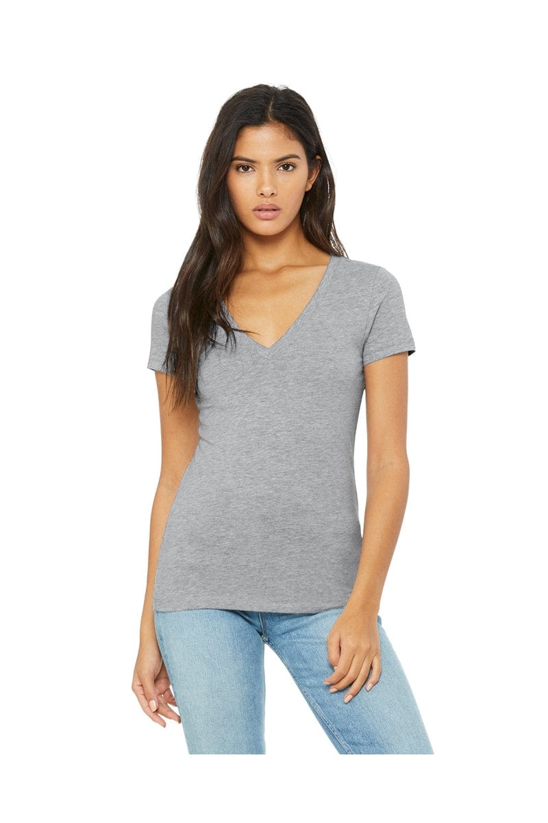 Bella Canvas T-Shirts S / Athletic Heather Bella+Canvas B6035: Ladies' Jersey Short-Sleeve Deep V-Neck T-Shirt