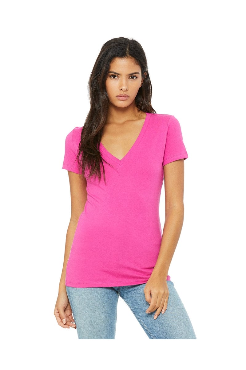 Bella Canvas T-Shirts S / Berry Bella+Canvas B6035: Ladies' Jersey Short-Sleeve Deep V-Neck T-Shirt