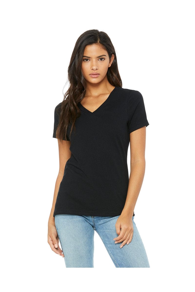 Bella Canvas T-Shirts S / Black Bella+Canvas 6405: Ladies' Relaxed Jersey Short-Sleeve V-Neck T-Shirt