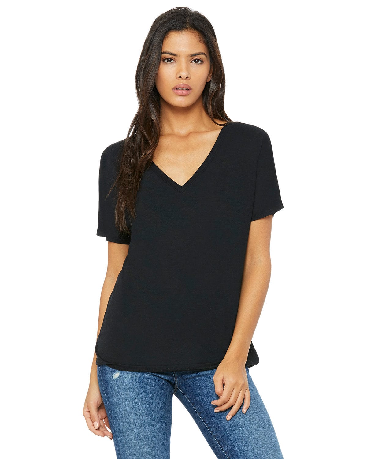Bella Canvas T-Shirts S / Black Bella+Canvas 8815: Ladies' Slouchy V-Neck T-Shirt