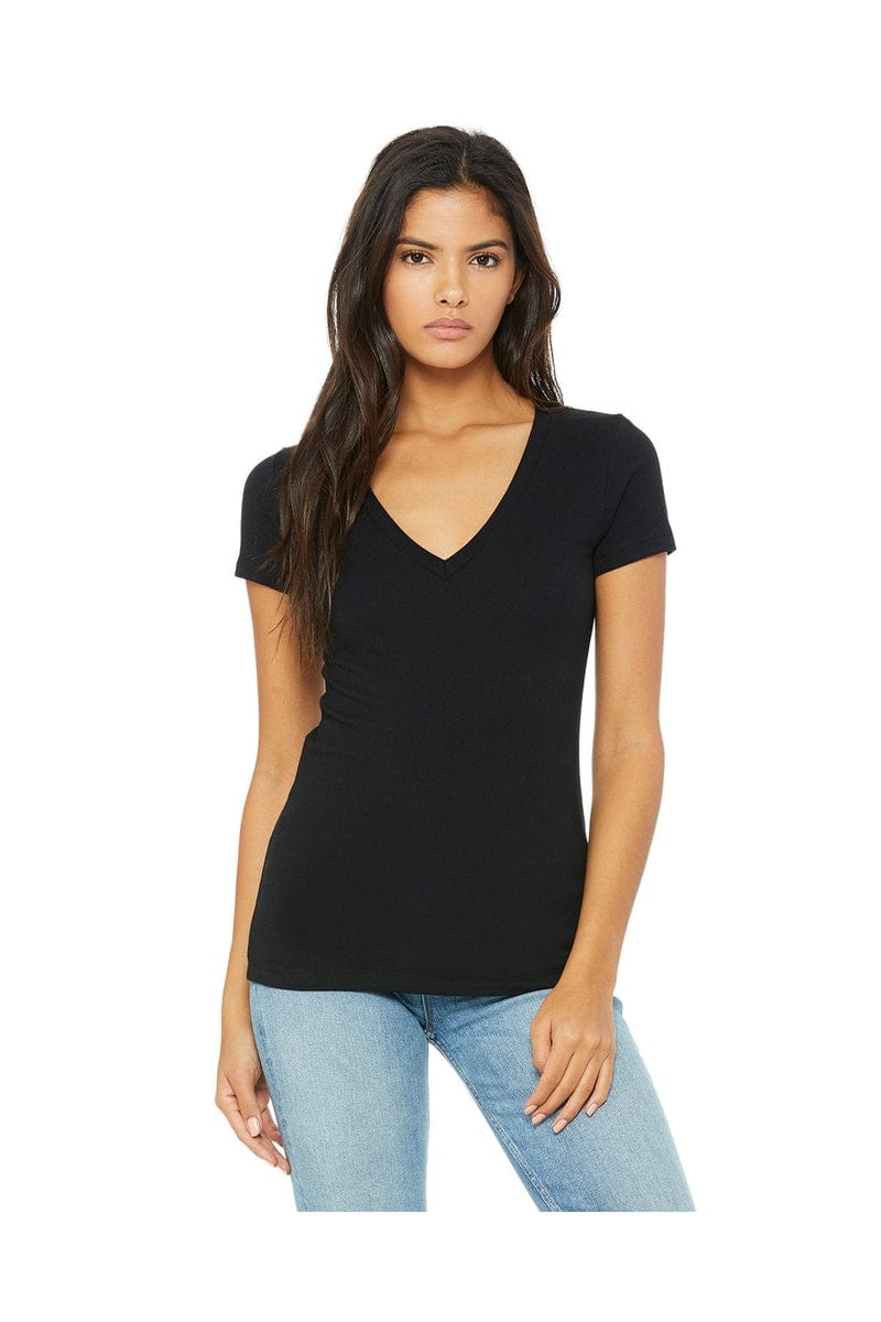 Bella Canvas T-Shirts S / Black Bella+Canvas B6035: Ladies' Jersey Short-Sleeve Deep V-Neck T-Shirt