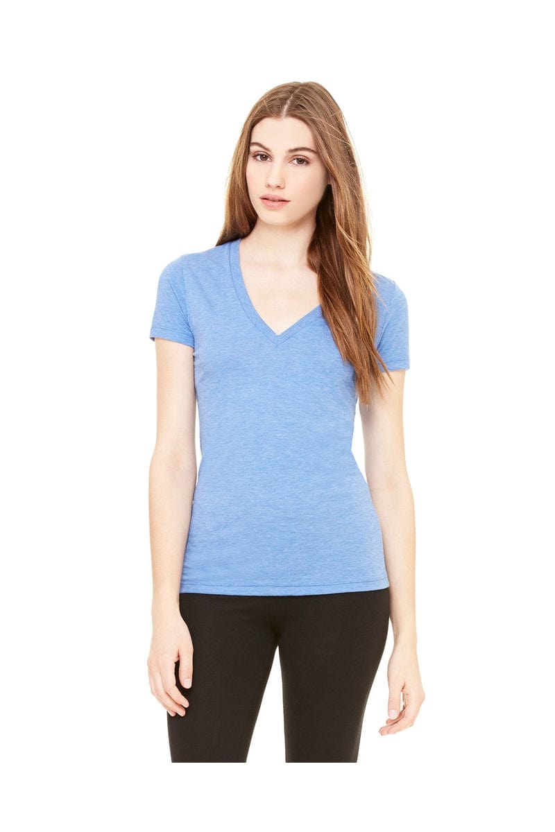 Bella Canvas T-Shirts S / Blue Triblend Bella + Canvas 8435: Ladies Deep V-Neck Triblend T-Shirt
