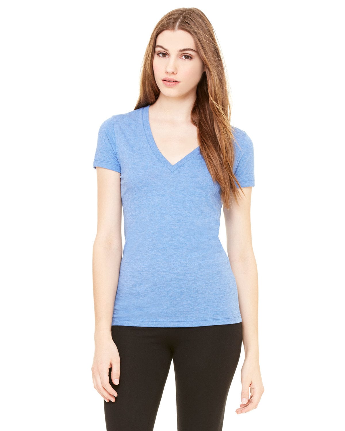 Bella Canvas T-Shirts S / Blue Triblend Bella + Canvas 8435: Ladies Deep V-Neck Triblend T-Shirt