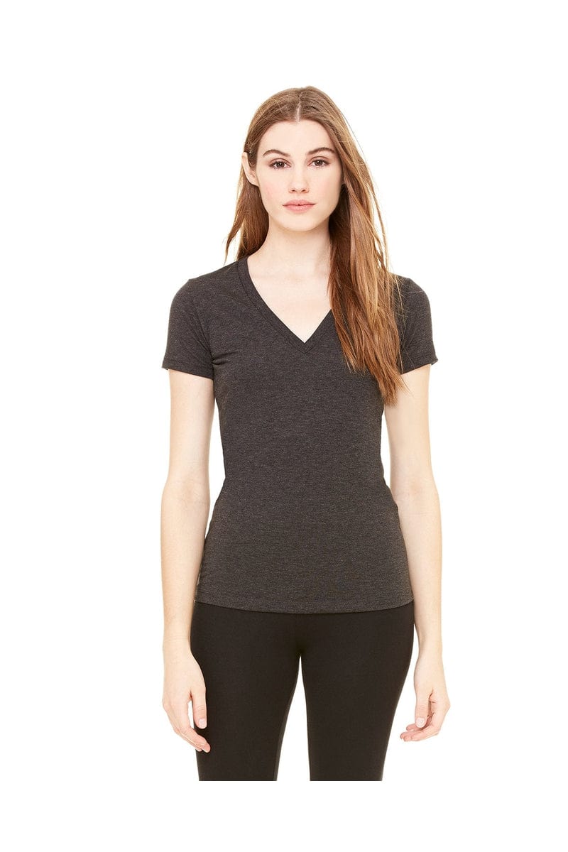 Bella Canvas T-Shirts S / Char Blk Triblnd Bella + Canvas 8435: Ladies Deep V-Neck Triblend T-Shirt