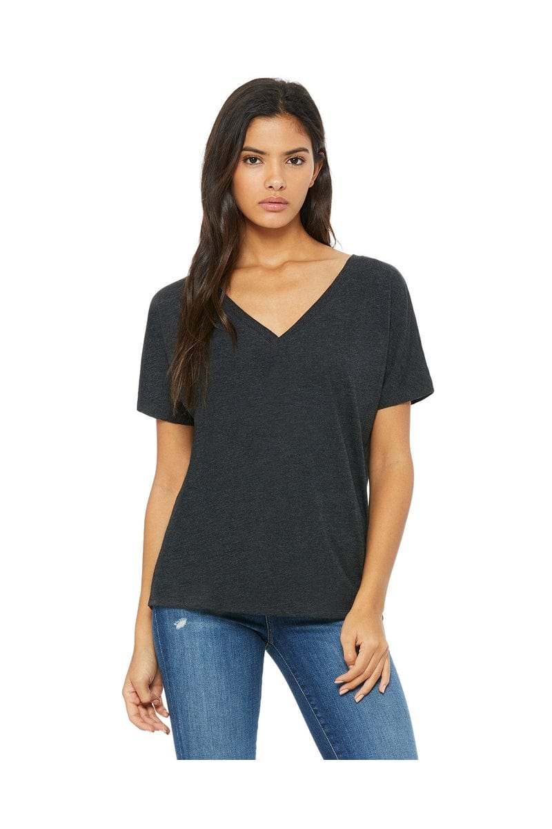 Bella Canvas T-Shirts S / Char Blk Triblnd Bella+Canvas 8815: Ladies' Slouchy V-Neck T-Shirt