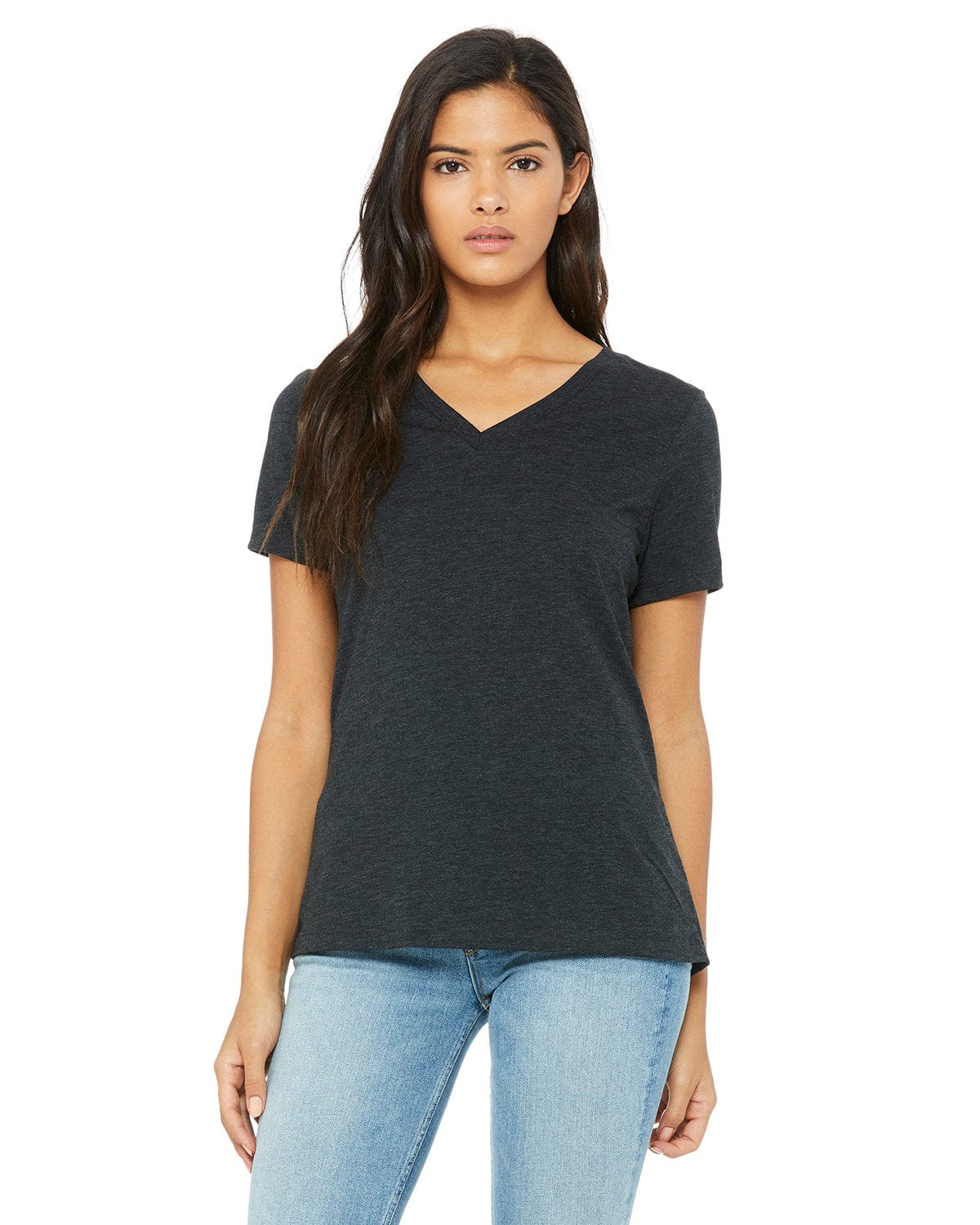 Bella Canvas T-Shirts S / Chrc Blk Triblnd Bella+Canvas 6415: Ladies' Relaxed Triblend V-Neck T-Shirt