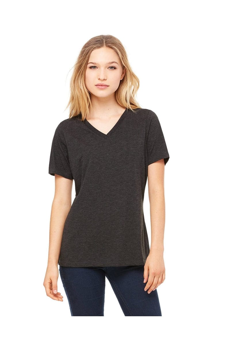Bella Canvas T-Shirts S / Chrcl Blck Trbln Bella+Canvas 6405: Ladies' Relaxed Jersey Short-Sleeve V-Neck T-Shirt