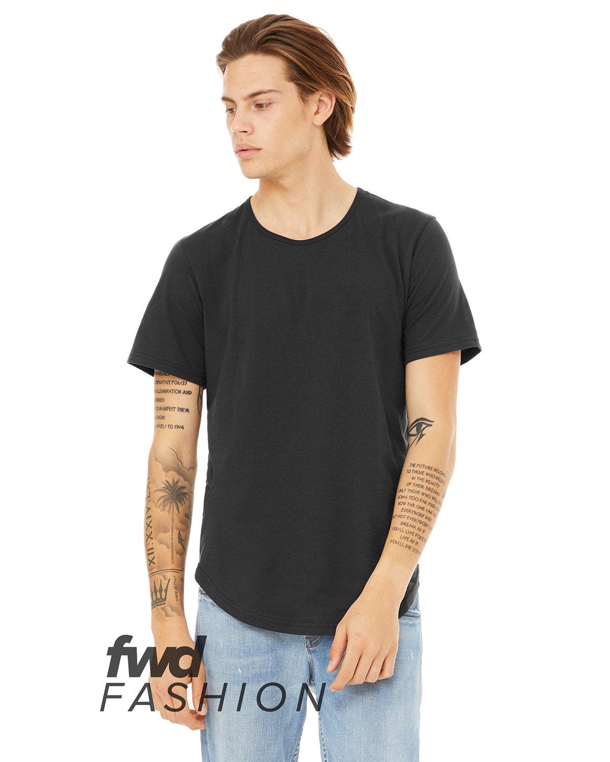Bella Canvas T-Shirts S / Dark Grey Bella+Canvas 3003C: FWD Fashion Men's Curved Hem Short Sleeve T-Shirt