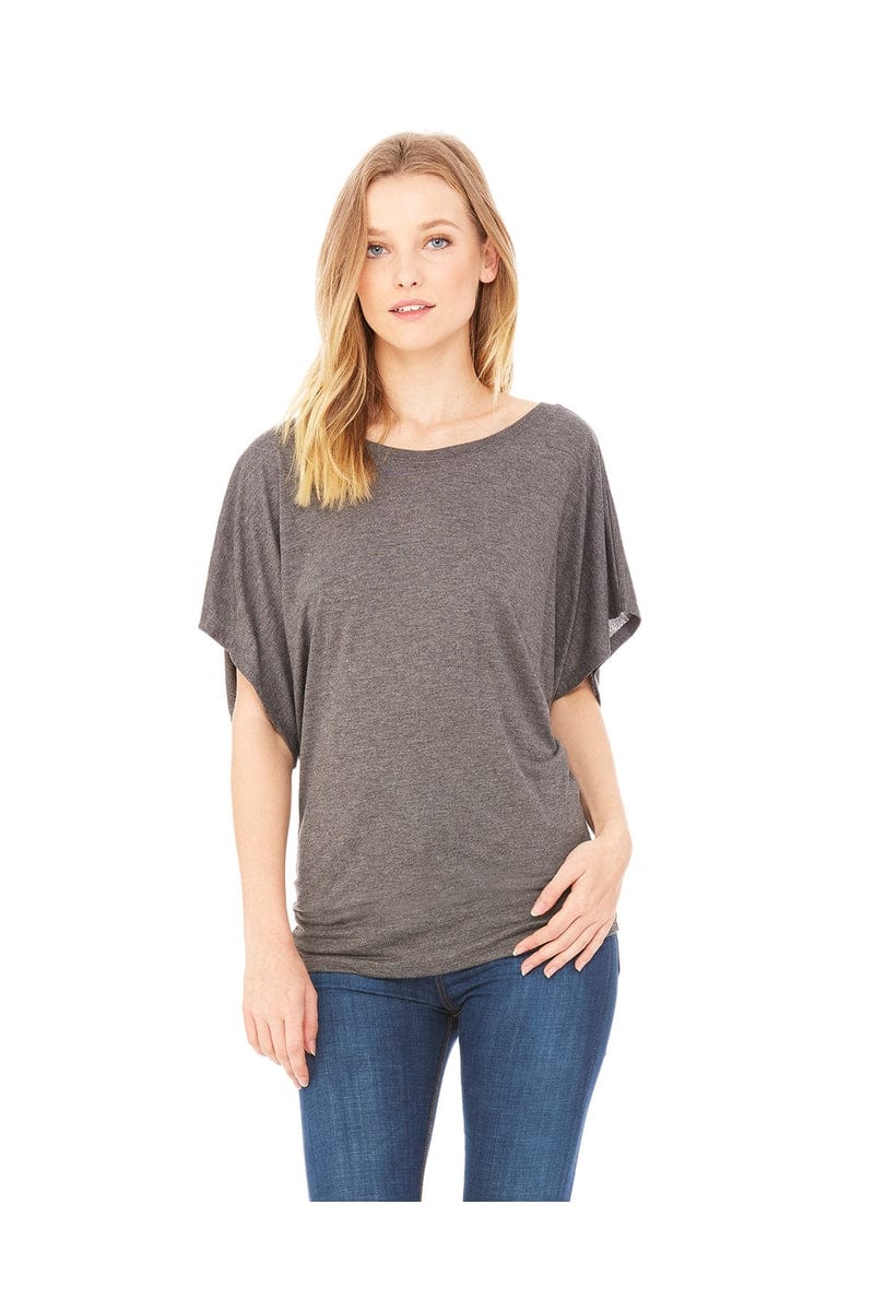Bella Canvas T-Shirts S / Dark Gry Heather Bella + Canvas 8821: Ladies Flowy Draped Dolman T-Shirt