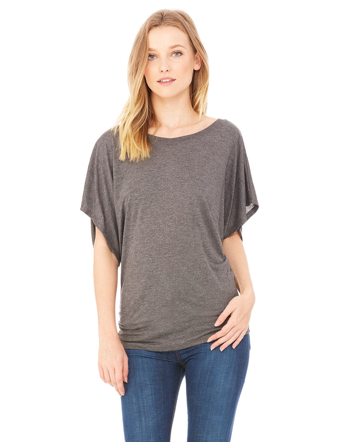 Bella Canvas T-Shirts S / Dark Gry Heather Bella + Canvas 8821: Ladies Flowy Draped Dolman T-Shirt