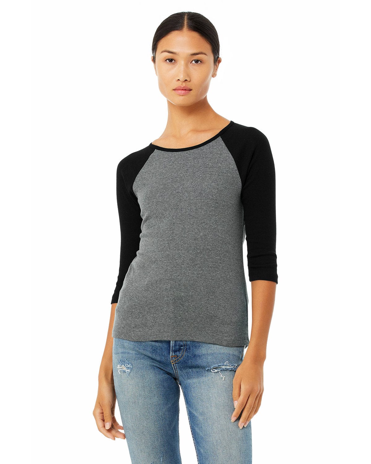 Bella Canvas T-Shirts S / Deep Hthr/ Black Bella + Canvas B2000: Raglan Sleeve