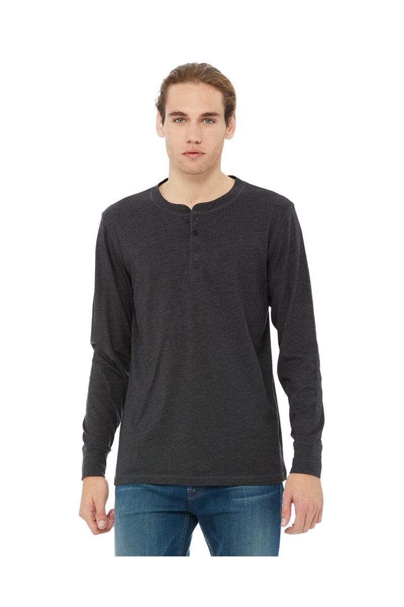Bella Canvas T-Shirts S / Drk Grey Heather Bella+Canvas 3150: Men's Long Sleeve Henley