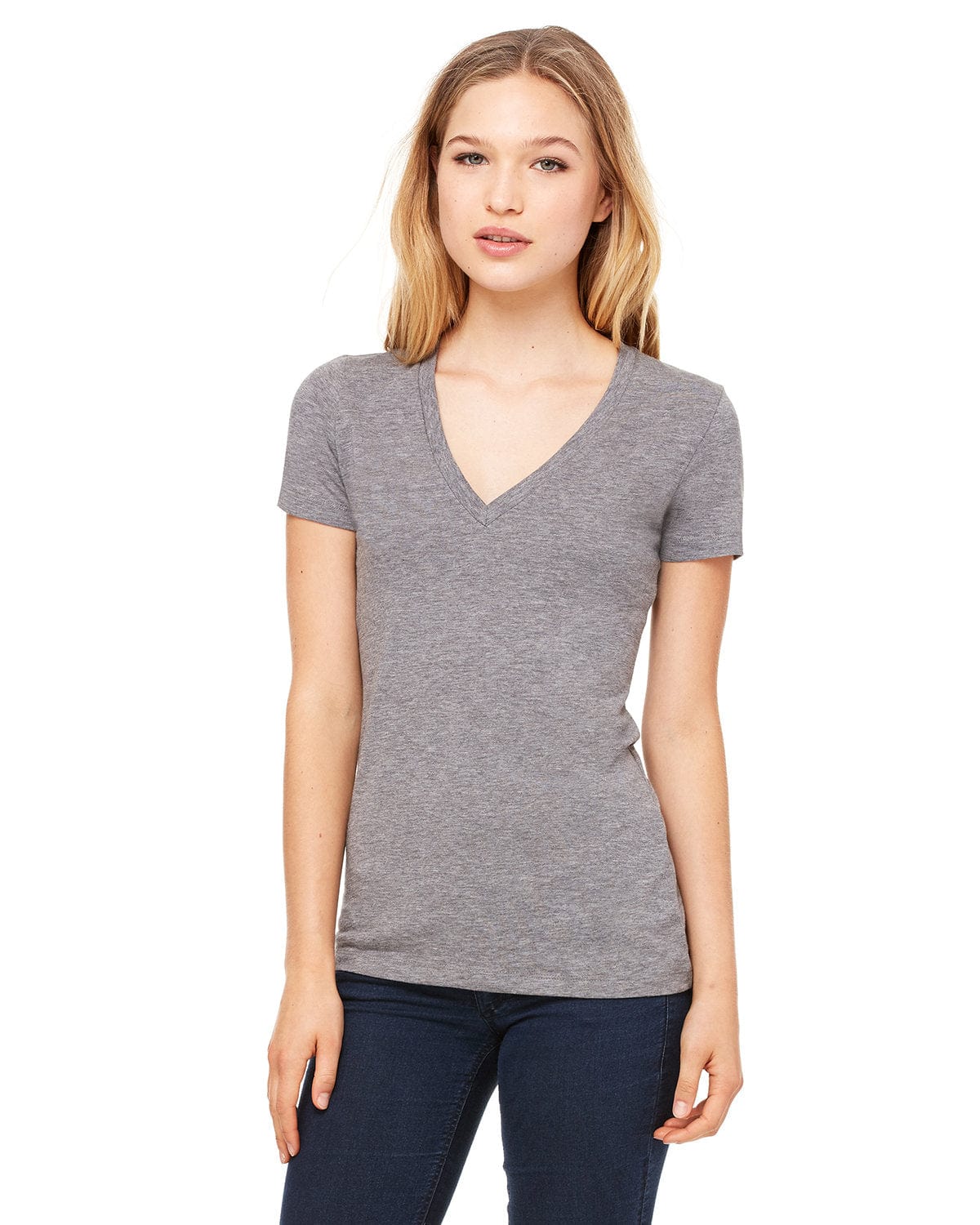 Bella Canvas T-Shirts S / Grey Triblend Bella + Canvas 8435: Ladies Deep V-Neck Triblend T-Shirt