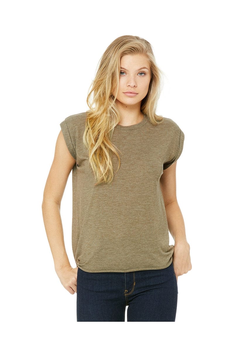 Bella Canvas T-Shirts S / Heather Olive Bella + Canvas 8804: Ladies' Flowy Muscle T-Shirt